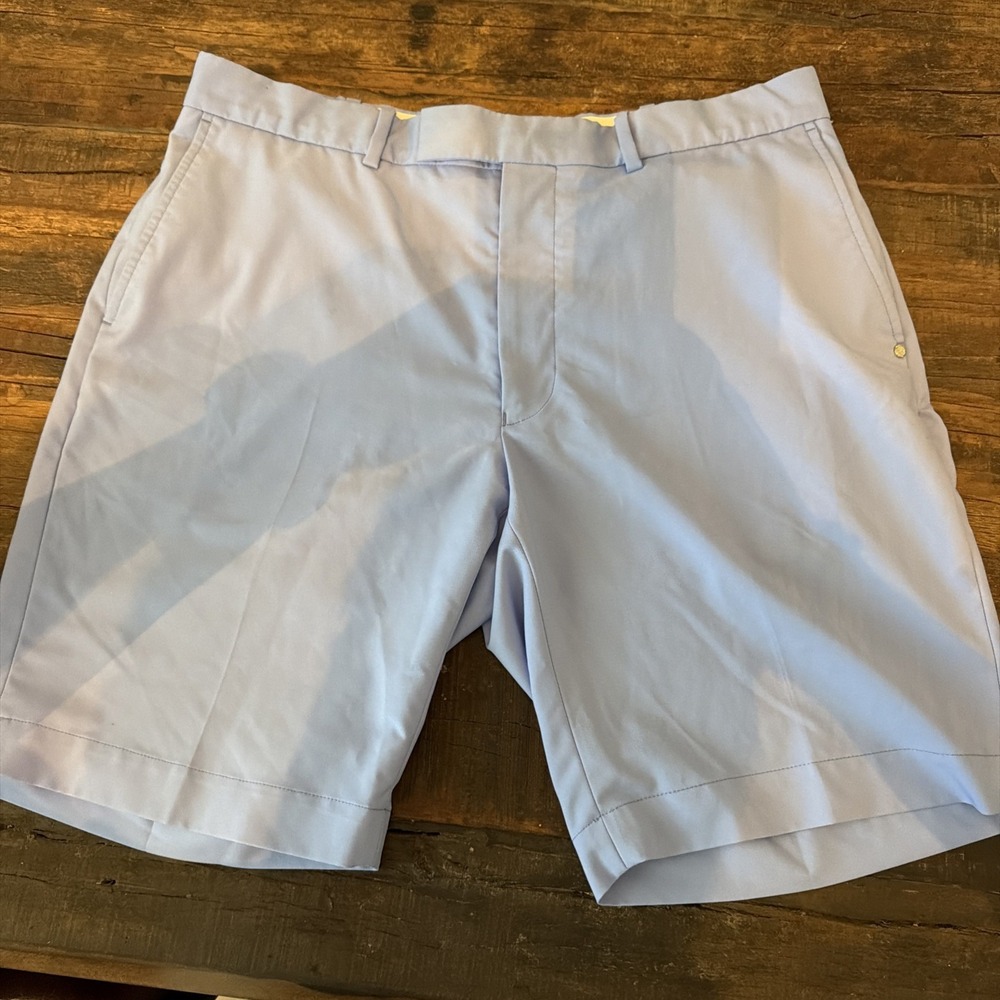 RLX Ralph Lauren Men's 35 Blue Flat Front Belted Stretch Performance Golf Shorts